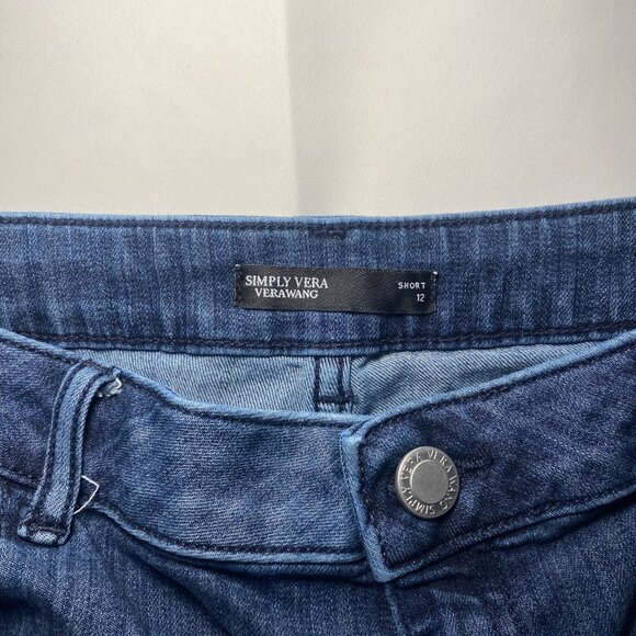Simply Vera Wang Womens Denim Shorts 12 Stretch Cuffed Medium Wash Mid-Rise EUC - Picture 3 of 8